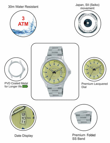 Maxima ATTIVO Men Gold Dial Analogue Watch - 58713CMGI